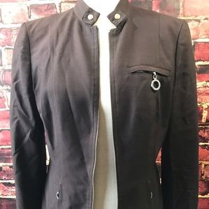 Worth zip up Silk Moto Jacket Size 6 brown